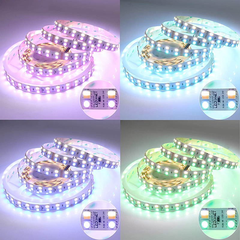 DC24V RGB+CCT Double Row LED Light Strips Color Changing Lighting 16.4ft DC24V RGB+CCT Double Row LED Light Strips Color Changing Lighting 16.4ft
